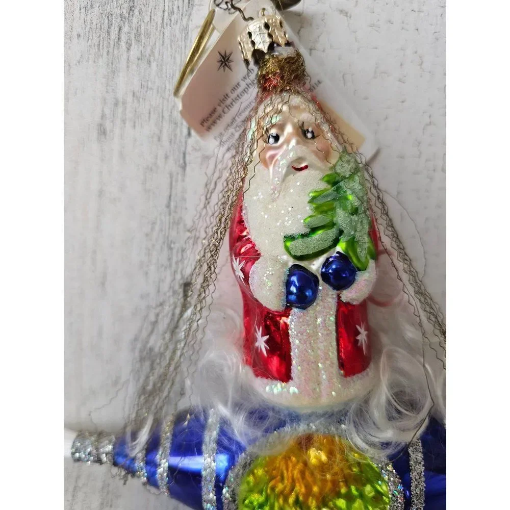 Radko rocket rider reflector Santa 2002 tinsel ornament Xmas tree‎